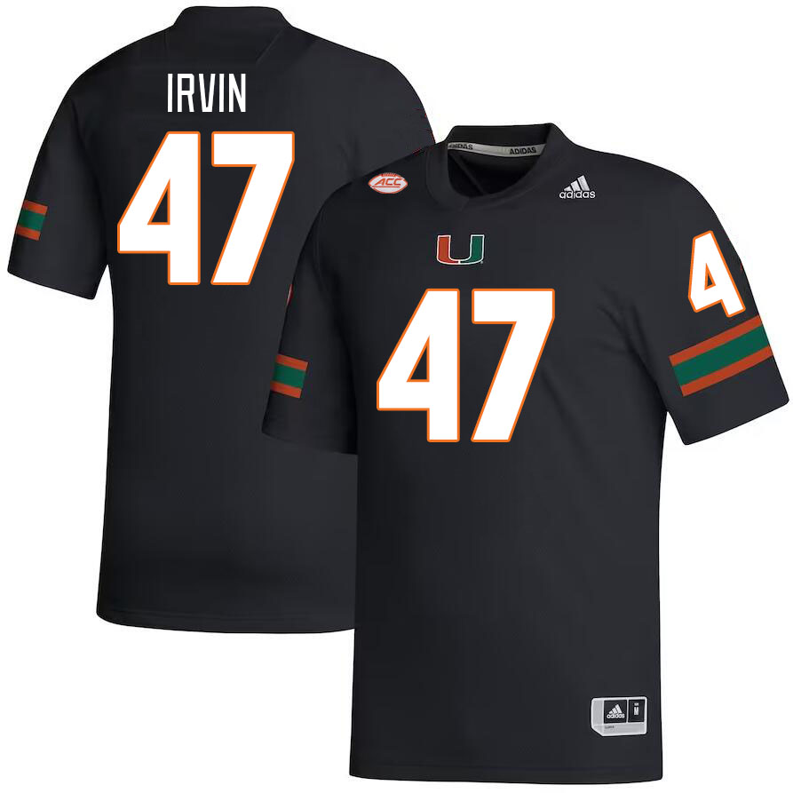#47 Michael Irvin Miami Hurricanes Jerseys Football Stitched-Black